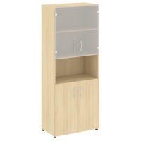 Шкаф высокий широкий (2 низких фасада ЛДСП + 2 низких фасада стекло) Yalta LT.ST-1.4 акация лорка